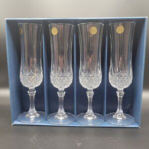 Cristal DArques Longchamp Crystal Champagne Flutes Set Of 4 5 Oz France Elegant